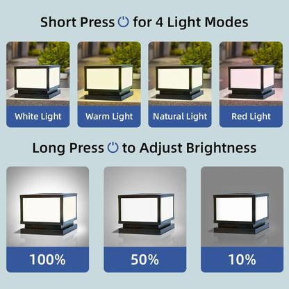 Outdoor Lighting Pillar Lights Remote Control Solar Chapiter Lamp