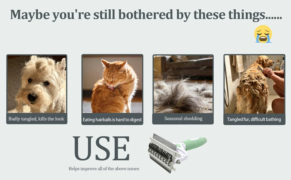 Pet Deshedding Brush 3 in 1 Cat Dog Hair Remover