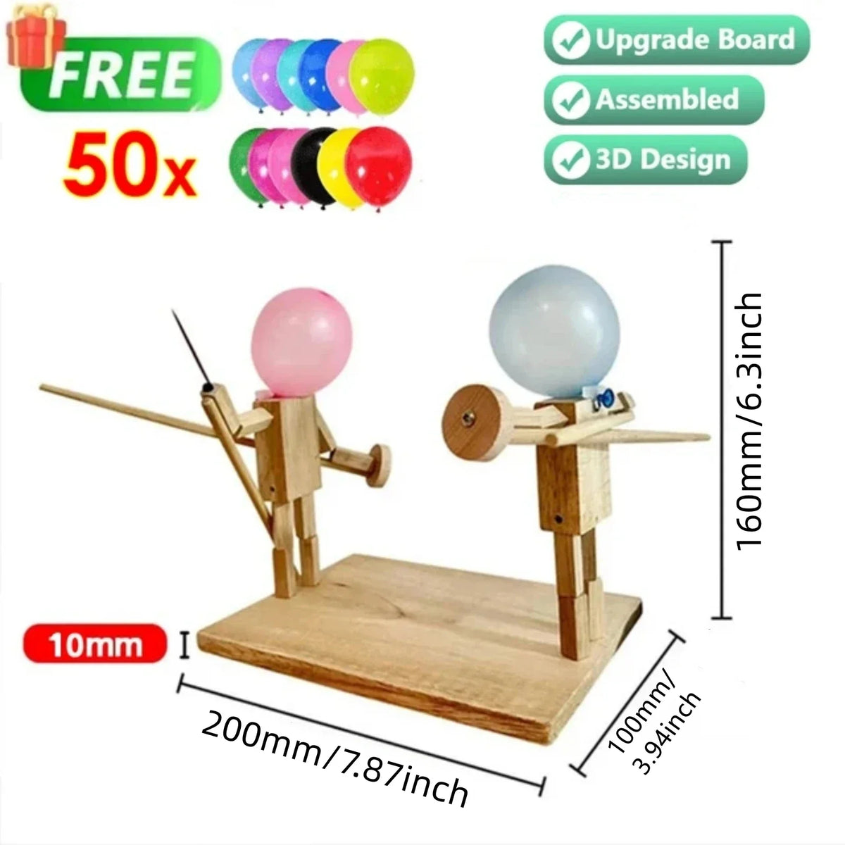 Balloon Bamboo Man Battle Handmade Wooden Fencing Puppet