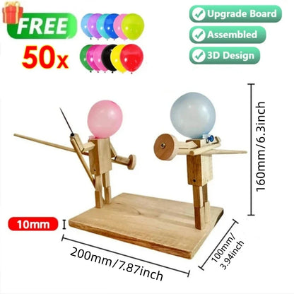 Balloon Bamboo Man Battle Handmade Wooden Fencing Puppet