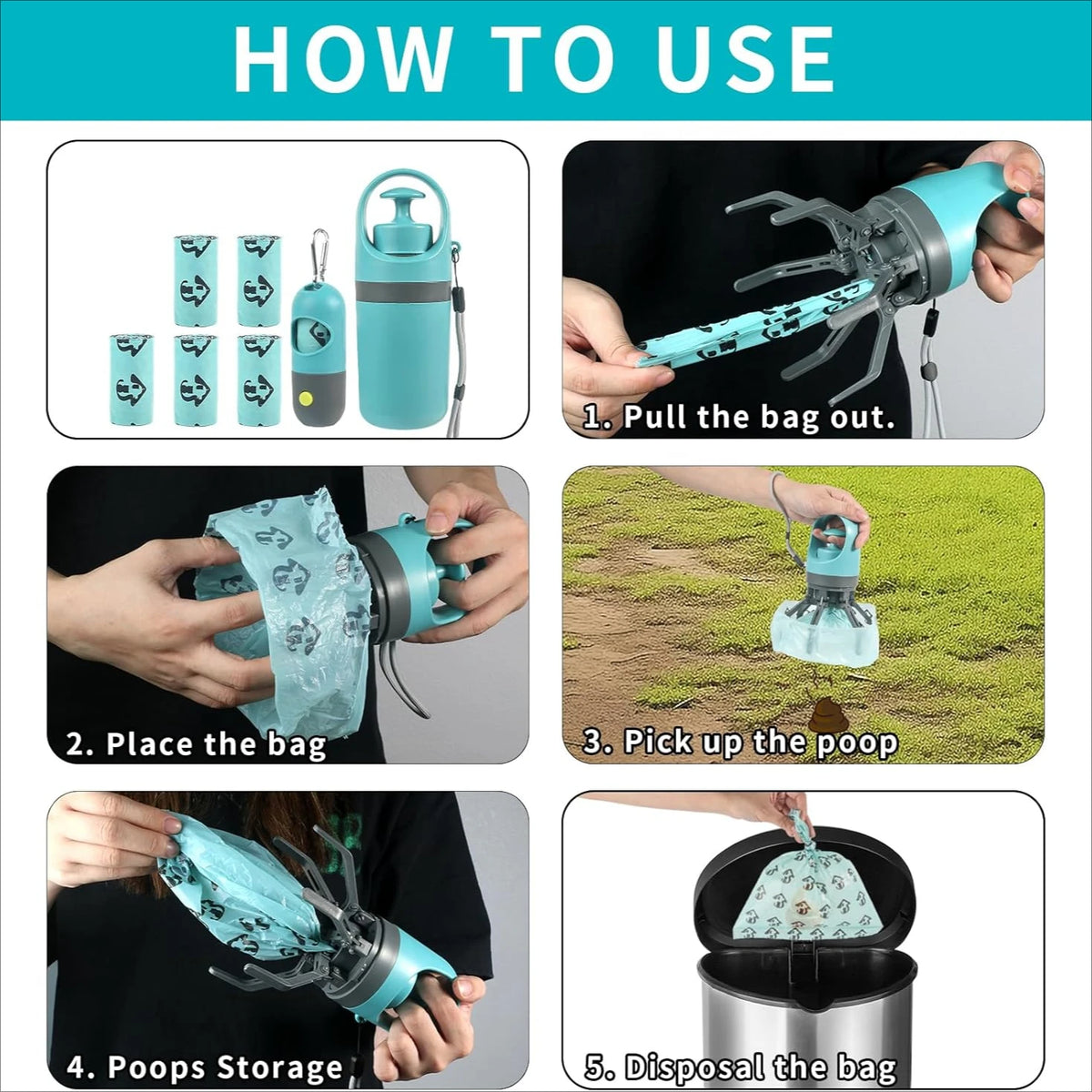Dog Poop Scooper Set Claw Waste Picker