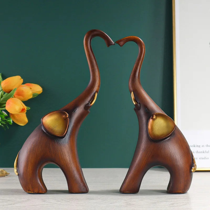 Imitation Wood Grain Animal Sculpture Creative Resin Craft
