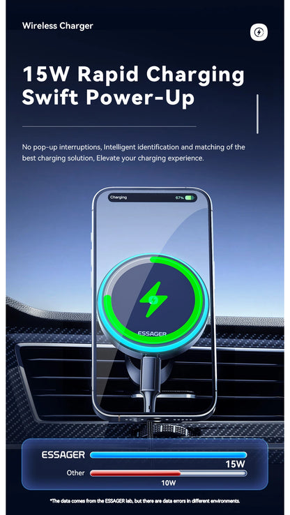 Essager Magnetic Car Phone Holder 15W Wireless Charger Stand