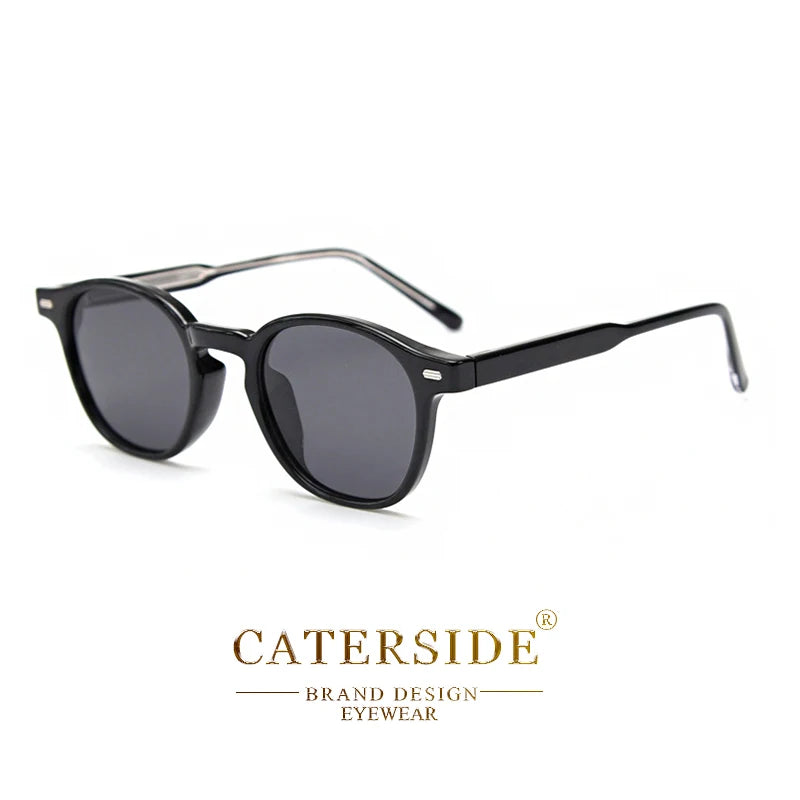 Caterside Polarized Round Sunglasses Men TR Frame