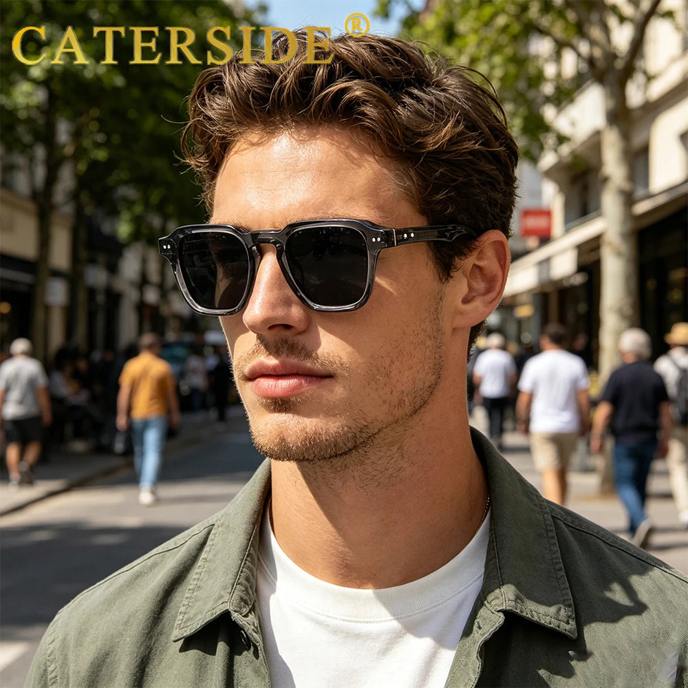 CATERSIDE Retro Polarized Sunglasses Men Travel Eyewear