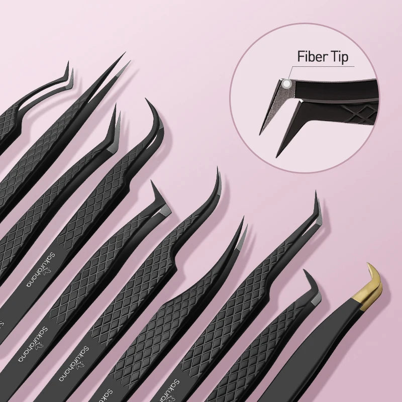 SAKURAHANA High-end Eyelash Tweezers Black Fiber Tip