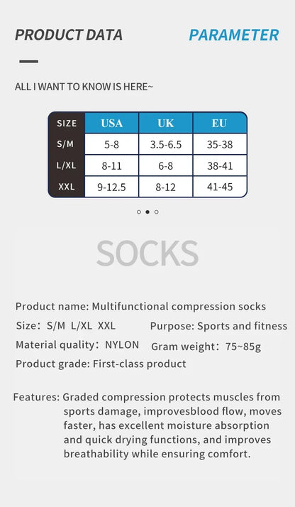 1 Pair Zipper Compression Socks Women Men Pain Relief