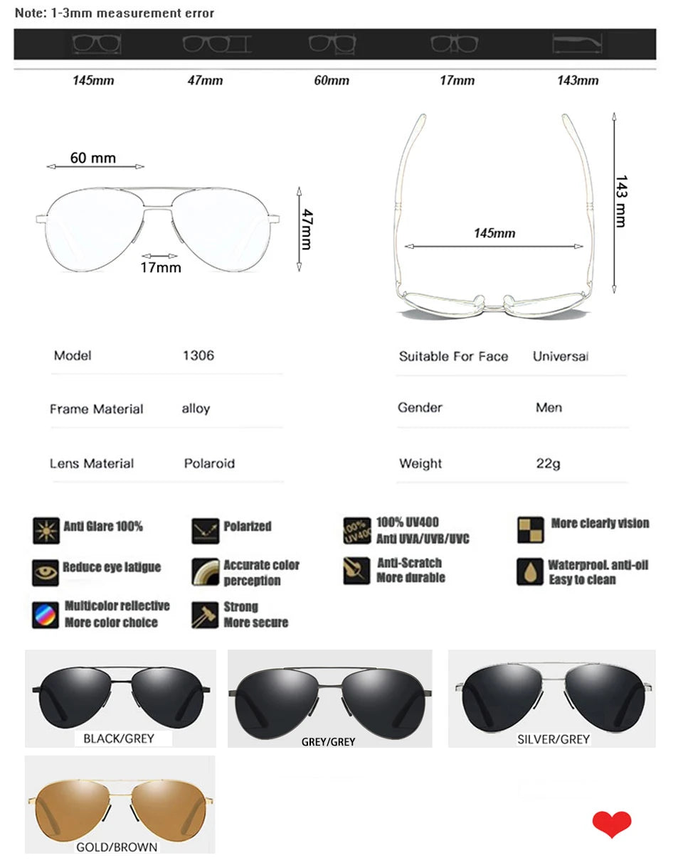 YSYX Pilot Polarized Sunglasses Men Classic Vintage