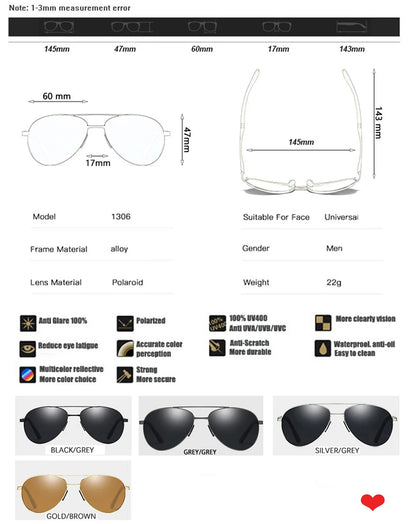 YSYX Pilot Polarized Sunglasses Men Classic Vintage