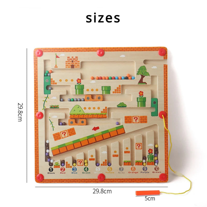 Children Magnetic Color and Number Maze Wooden Puzzle