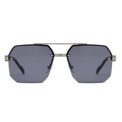 Oversize Retro Double Bridges Polygon Square Metal