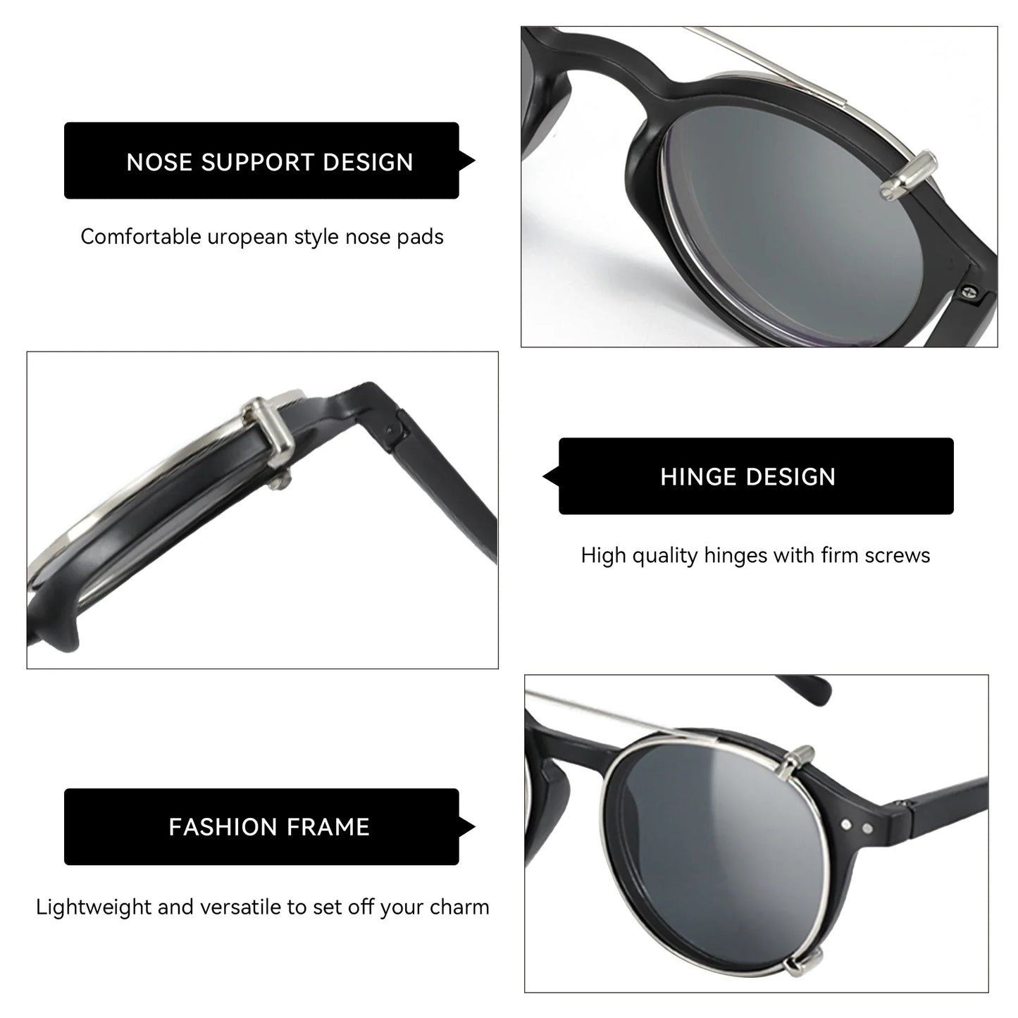 Steampunk Style Clip On Sunglasses for Men Women