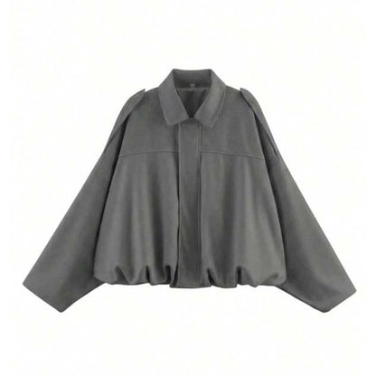 Women's Street Fashion Solid Coats Bat Sleeves Vintage Jackets