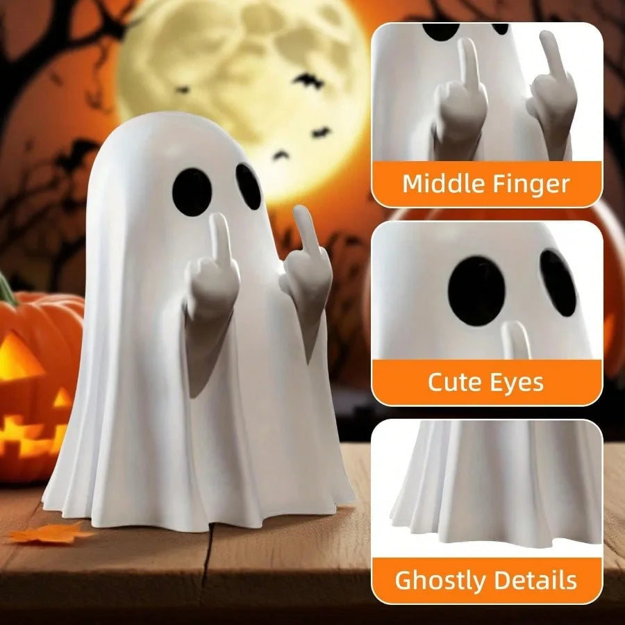 Halloween Ghost Figurine - Spooky Resin Finger Statue