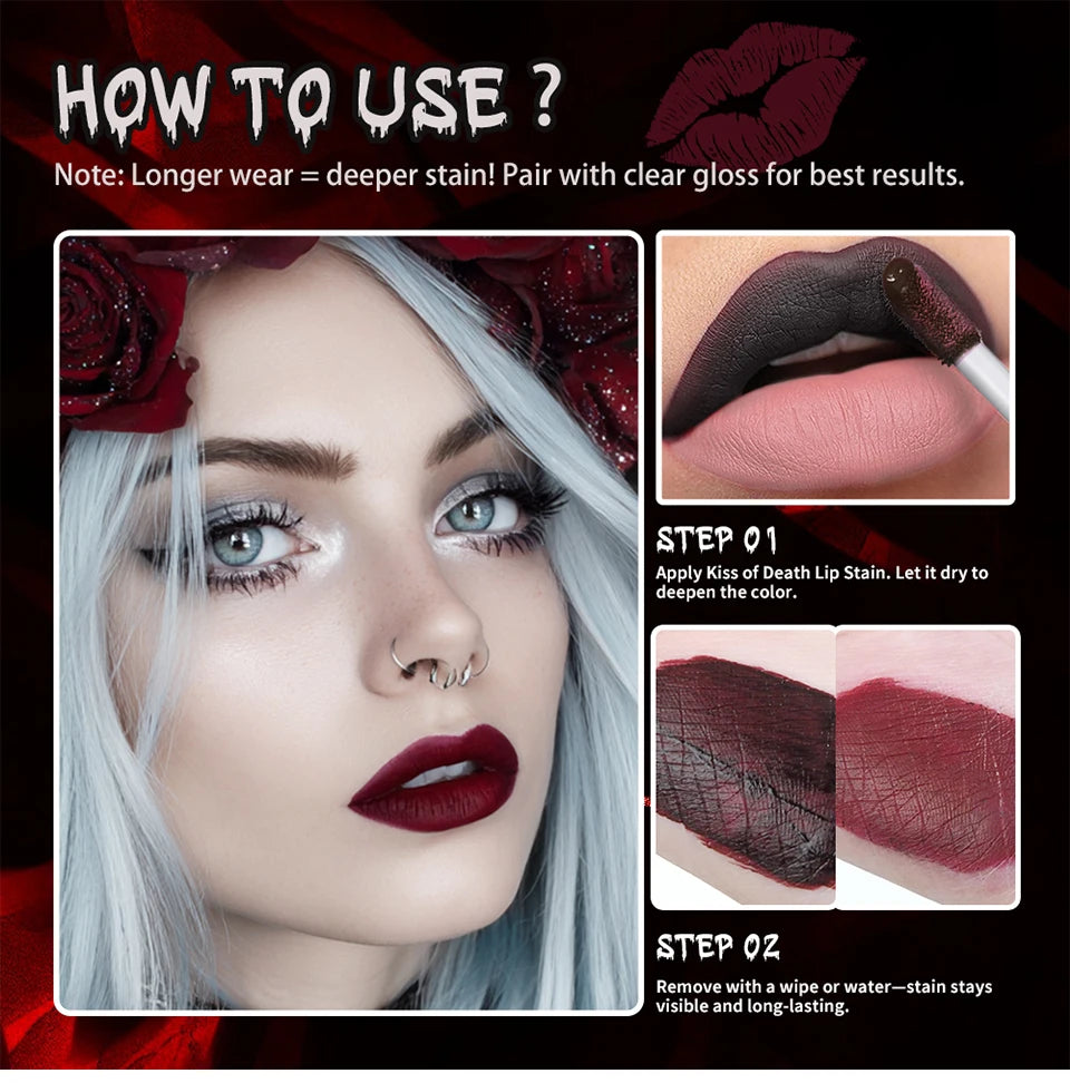 Lip Stain Kiss of Death Bloody Gothic Matte Long Lasting