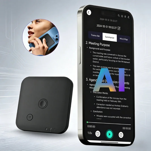 New Portable AI Voice Recorder with Mobile App Transcription