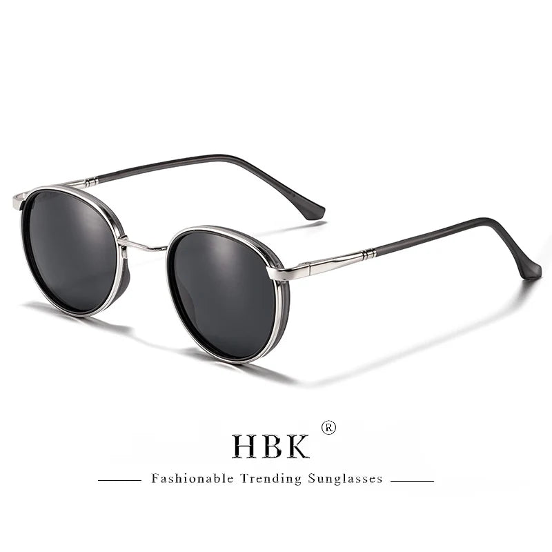 HBK TRetro Punk Men's Polarized Sunglasses Round Design
