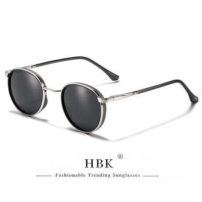 HBK TRetro Punk Men's Polarized Sunglasses Round Design