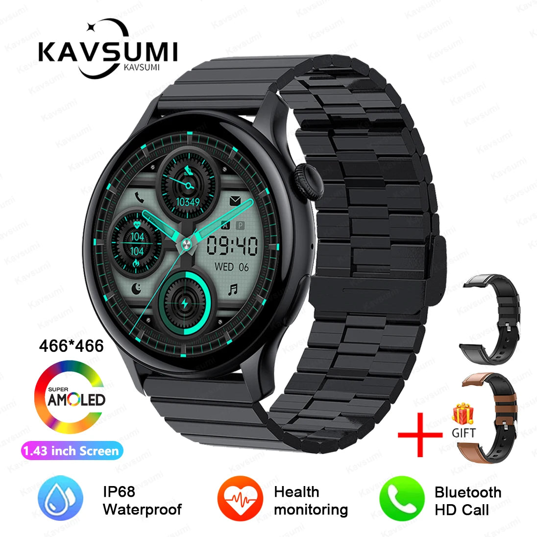 NFC Smart Watch Amoled HD GPS Track Sports Heart Rate