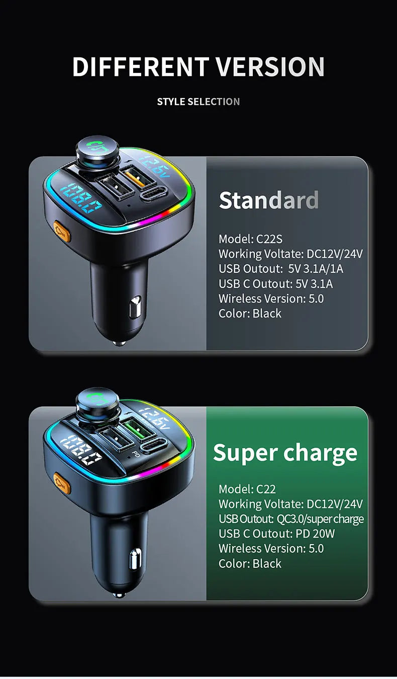 Bluetooth 5.0 FM Transmitter Handsfree Car Radio Modulator