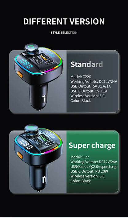 Bluetooth 5.0 FM Transmitter Handsfree Car Radio Modulator