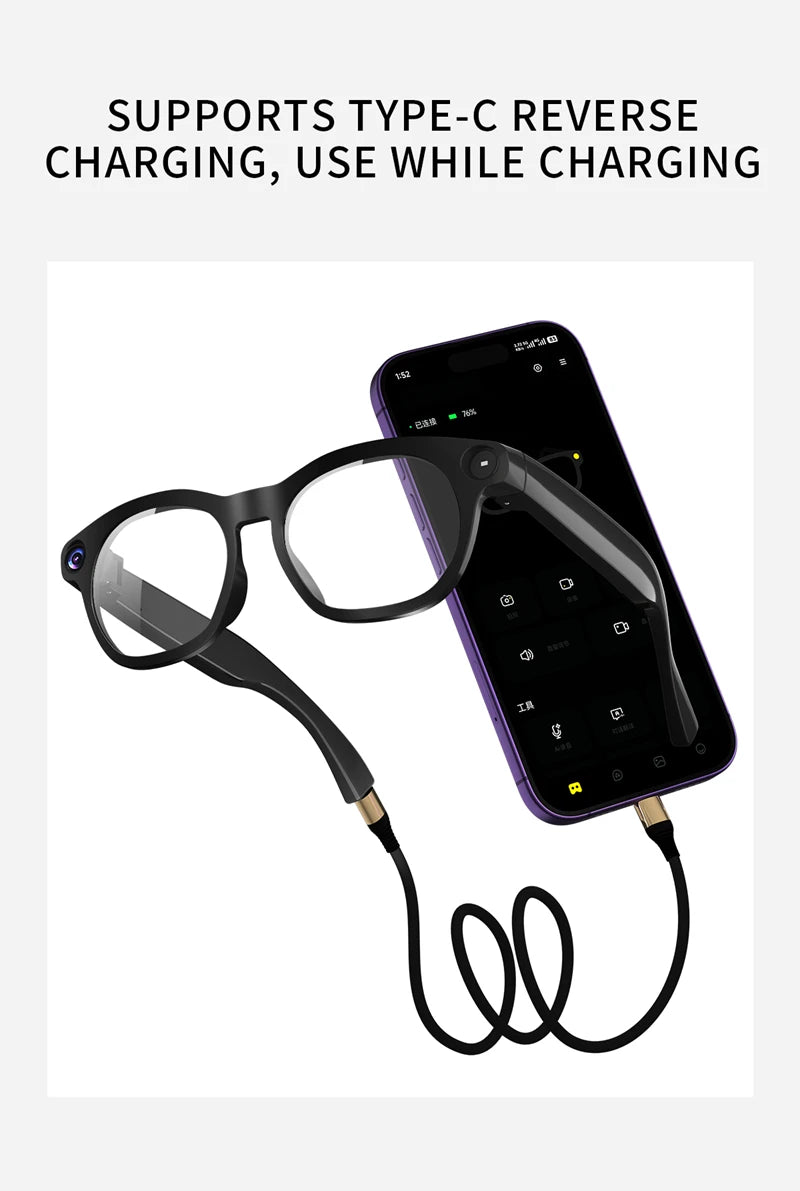 Lenovo AI Smart Glasses 800W Pixel Anti Blue Light HD Camera