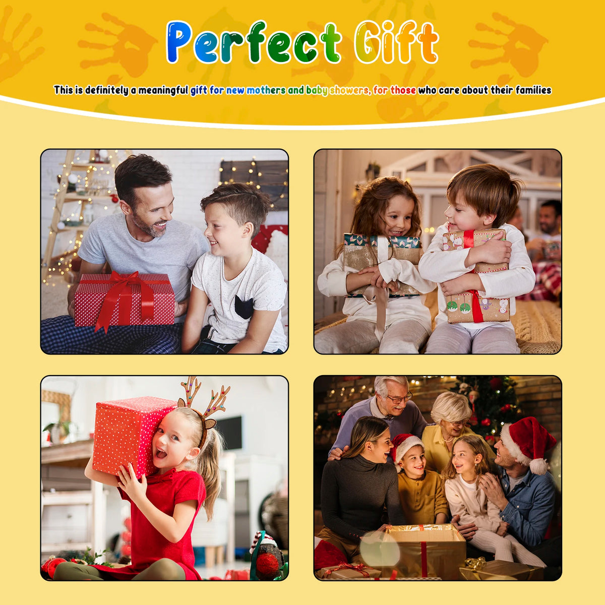 Family Handprint Kit Clear DIY Handmade Keepsake Wooden Frame