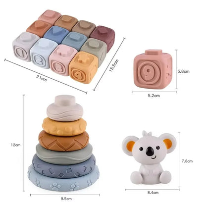 Baby Montessori Silicone Building Blocks Koala Squeeze Stacker