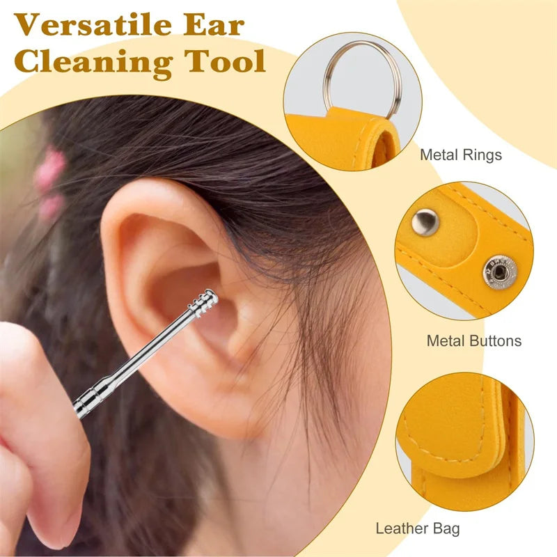Stainless Steel Ear Cleaner Portable Ear Spoons Spiral