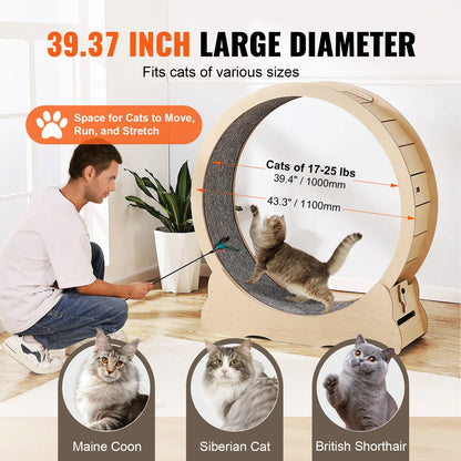 Wooden Cat Exercise Wheel Large Cat Treadmill Wheel