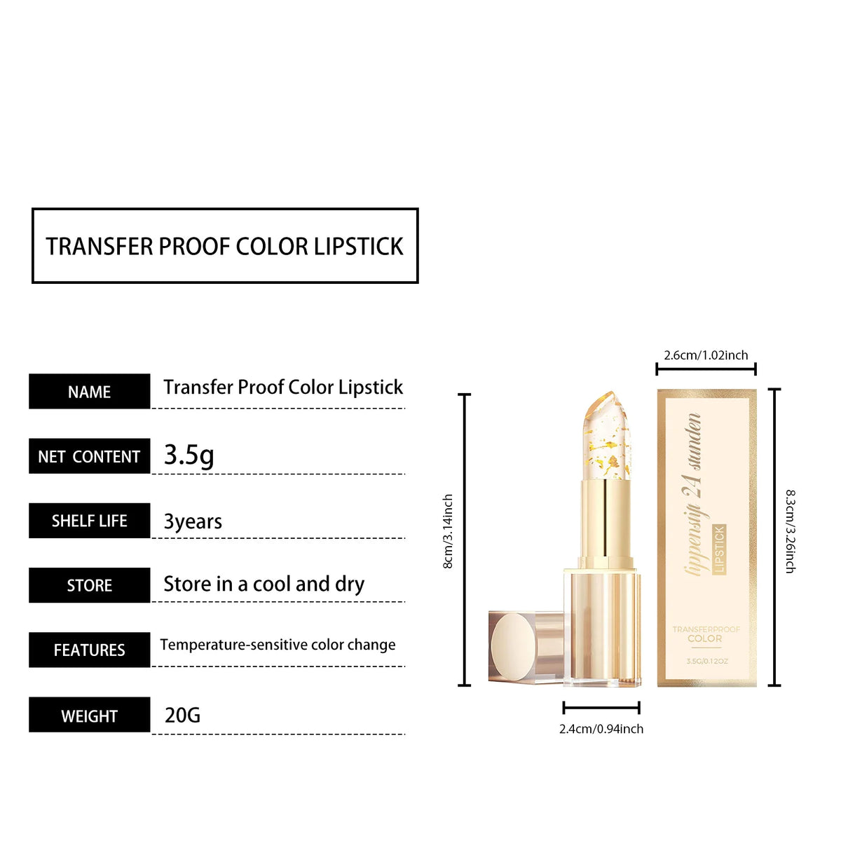 Gold Foil Color Changing Lipstick Fade Lip Line Enhance