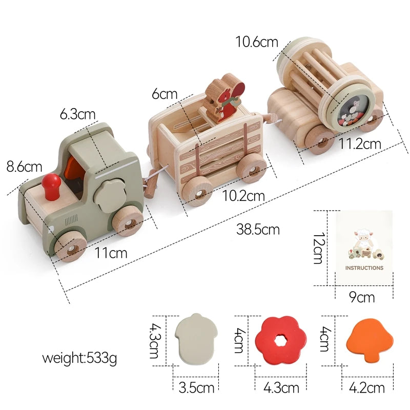 Wooden Train Birthday Toy  Montessori Toys Baby Educational Toys