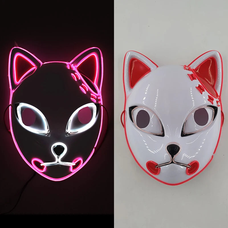 Glowing  Demon Slayer Mask Cosplay Japanese Cartoon