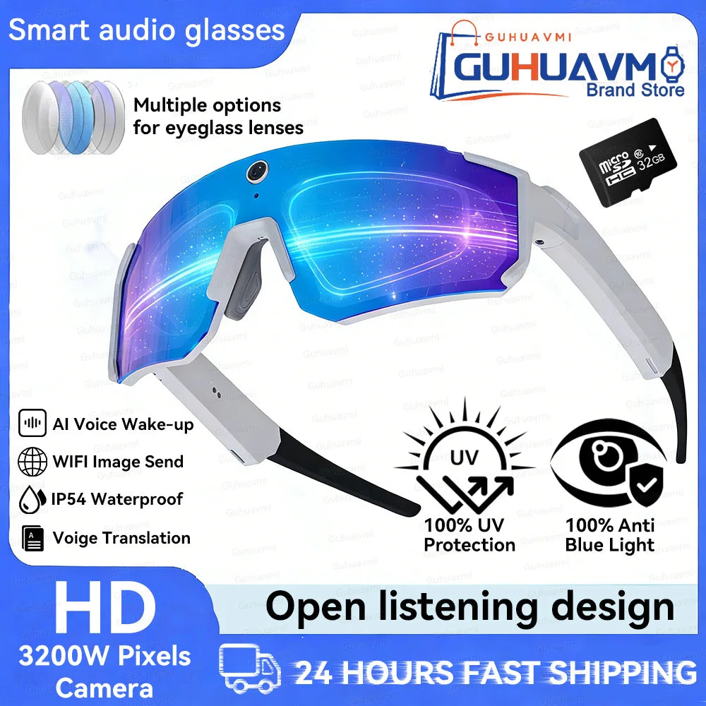 AI Smart Glasses 800W HD Anti-shake Camera Action Capture