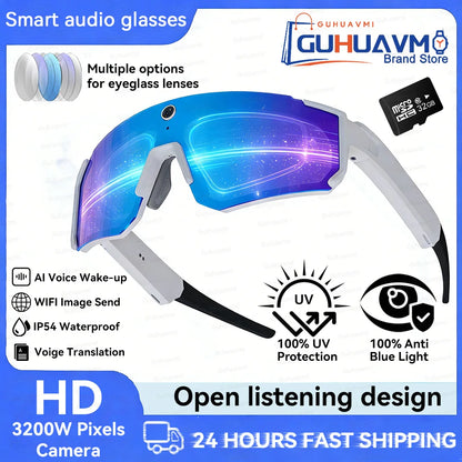 AI Smart Glasses 800W HD Anti-shake Camera Action Capture