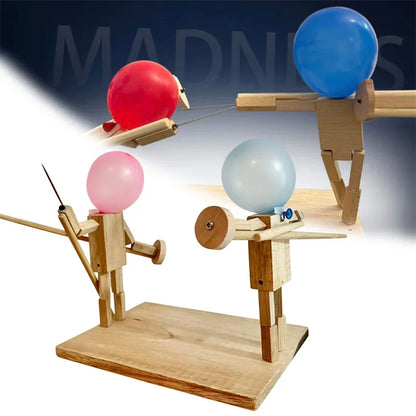 Balloon Bamboo Man Battle Handmade Wooden Fencing Puppet