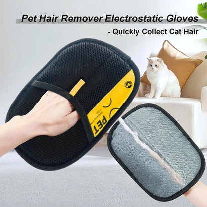 Pet Hair Remover Gloves Electrostatic 2-in-1 Lint Roller Brush