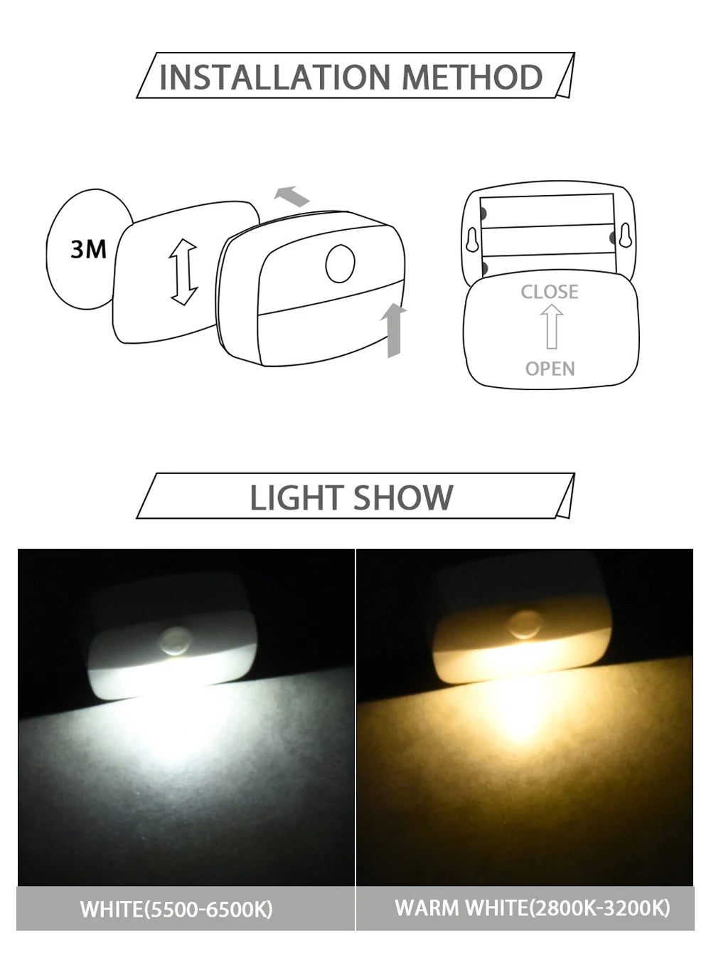 LED Auto ON/OFF Smart Night Lamp Under Cabinet Light