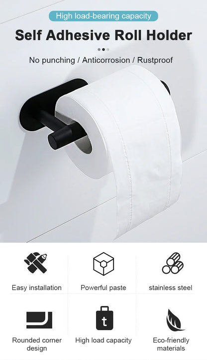 Adhesive Toilet Paper Holder Stainless Steel Wall Mount