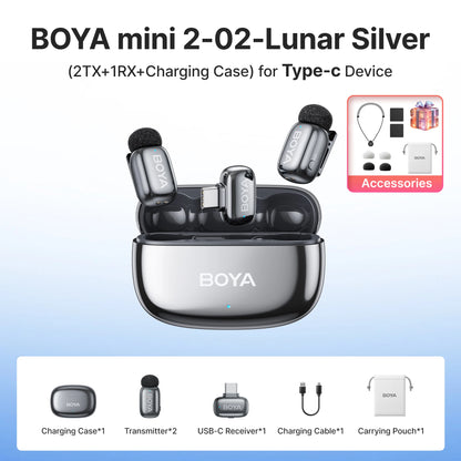 BOYA Mini 2 Wireless Lavalier Microphone AI Noise Reduction