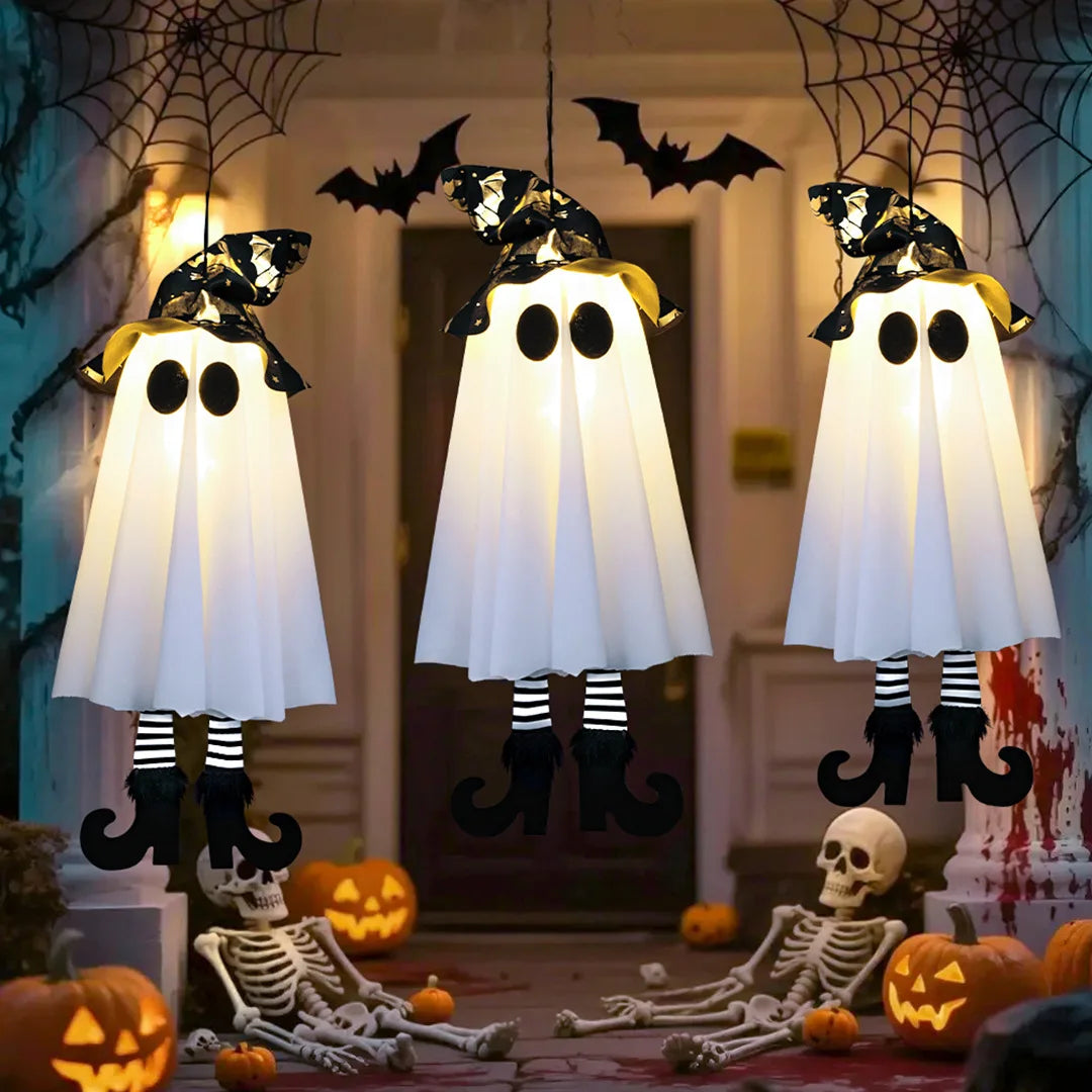 Halloween LED Light Up Witch Ghost Hanging Horror Ornaments