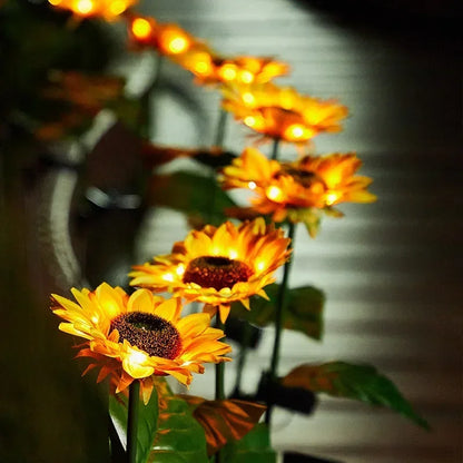 Solar Sunflower Lights 3 Heads 1 Head Garden Stake Outdoor