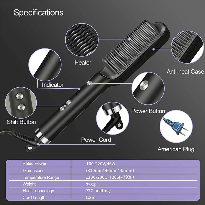Electric Hair Straightener Brush Professional Straightener