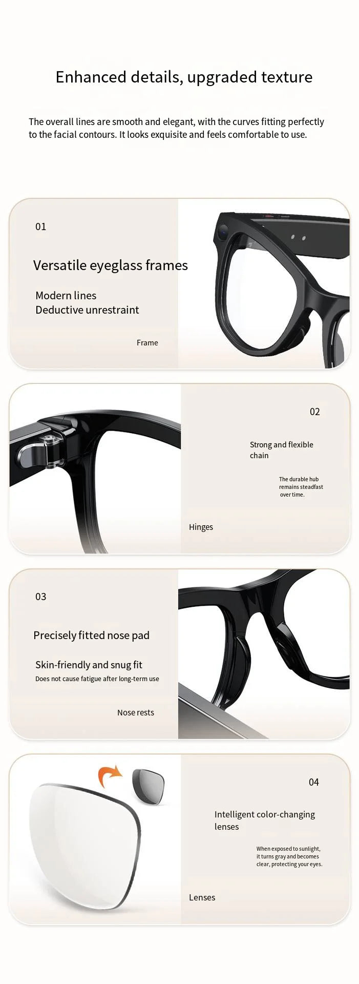 HOMEFISH M02 AI Smart Glasses with 4K Camera Bluetooth