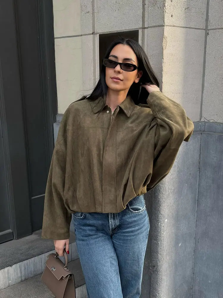 Women's Street Fashion Solid Coats Bat Sleeves Vintage Jackets