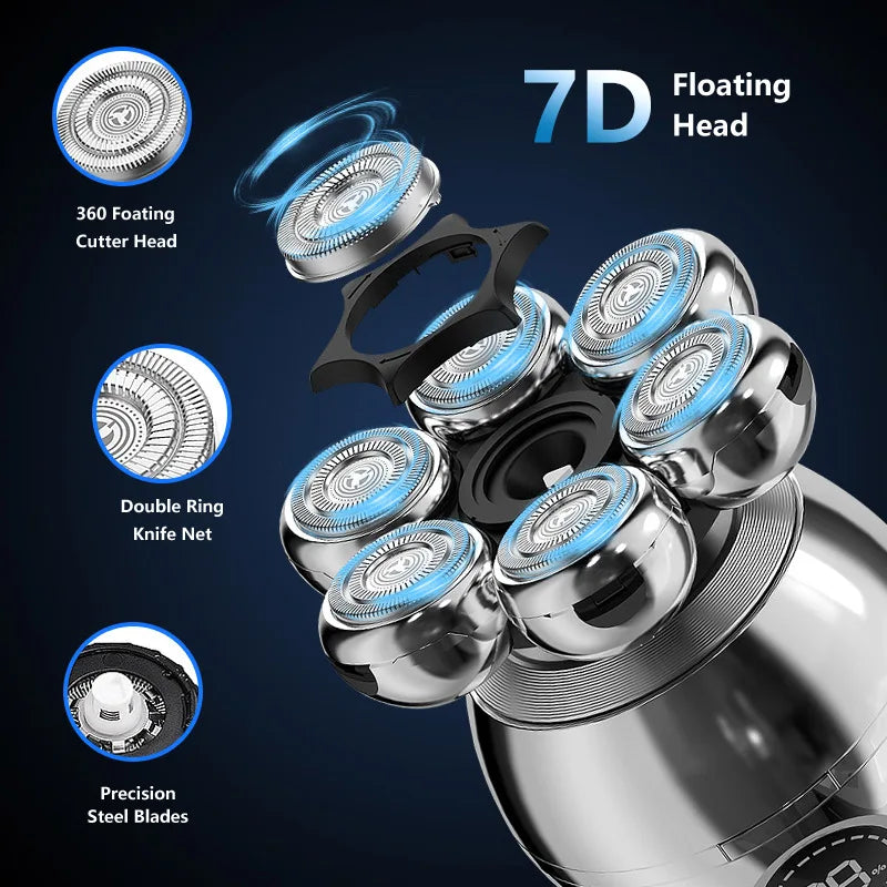 Electric Shaver 7D Floating Cutter Head Base Men Beard Trimmer