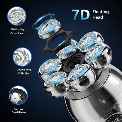 Electric Shaver 7D Floating Cutter Head Base Men Beard Trimmer