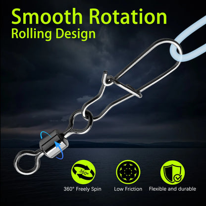 Duo-Lock Snap Swivels 50~200Pcs Fishing Swivel Snap