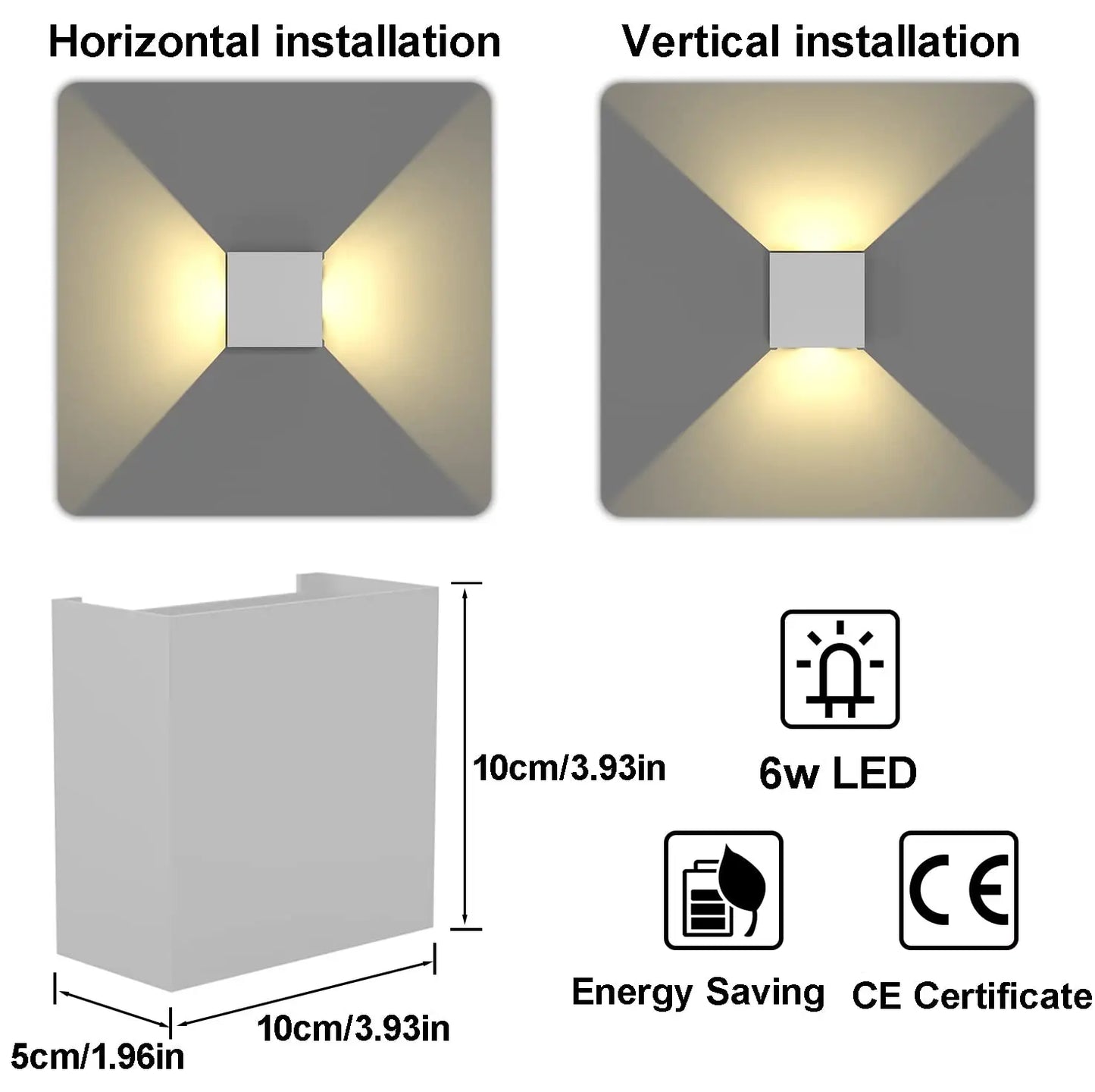 LED Wall Sconces 6W Modern Indoor Outdoor IP65 Wall Lamp