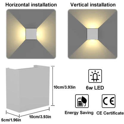 LED Wall Sconces 6W Modern Indoor Outdoor IP65 Wall Lamp